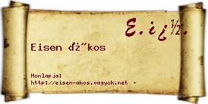 Eisen Ákos névjegykártya